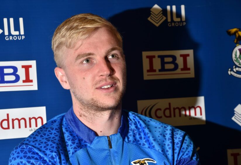 Inverness Caledonian Thistle winger Luis Longstaff speaks during a media conference at the Caledonian Stadium, Inverness, on April 24, 2025. 