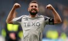 Aberdeen's Graeme Shinnie celebrates following the Scottish Gas Men's Scottish Cup semi final match at Hampden Park. Image: PA.