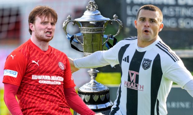 Tony Dingwall of Brora Rangers, left, and Fraserburgh's Scott Barbour both want to get their hands on the R Davidson (Banchory) Highland League Cup.