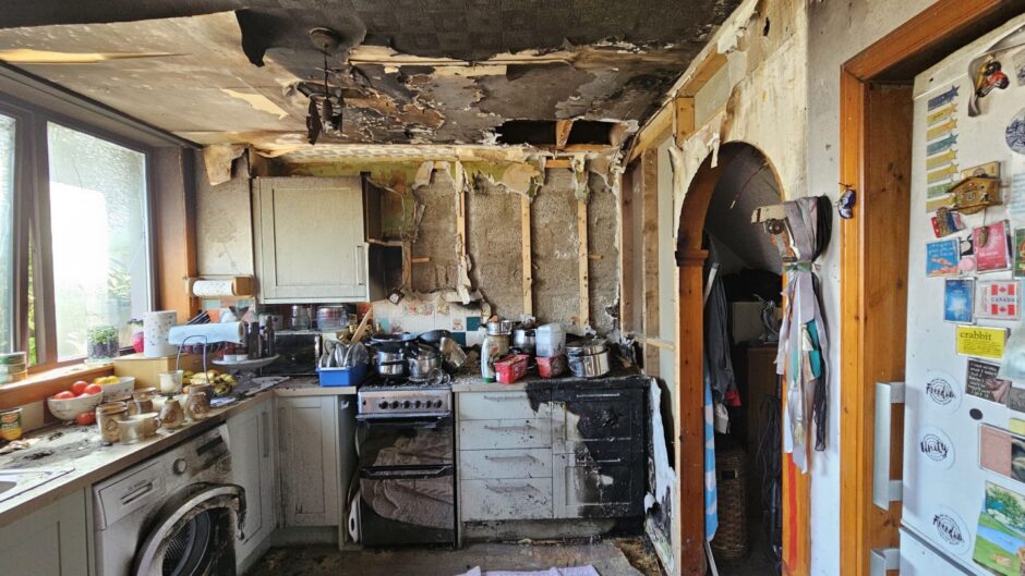 Fire ravaged kitchen