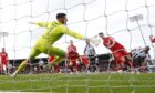 St Mirren's Mikael Mandron scores in a 1-0 win against Aberdeen in Paisley.