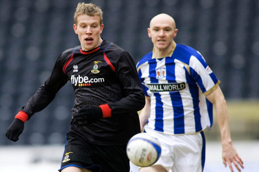 Nauris Bulvitis (left) in action for Inverness Caledonian Thistle against Kilmarnock's Conor Sammon in the Scottish Cup fifth round tie at Rugby Park, Kilmarnock, on February 6, 2010. The game ended in a 3-0 win for Killie. 