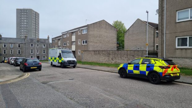 Police were in attendance at Farmers Hall. Image: DC Thomson