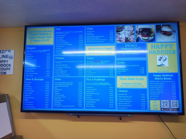 Happy Haddock menu.
