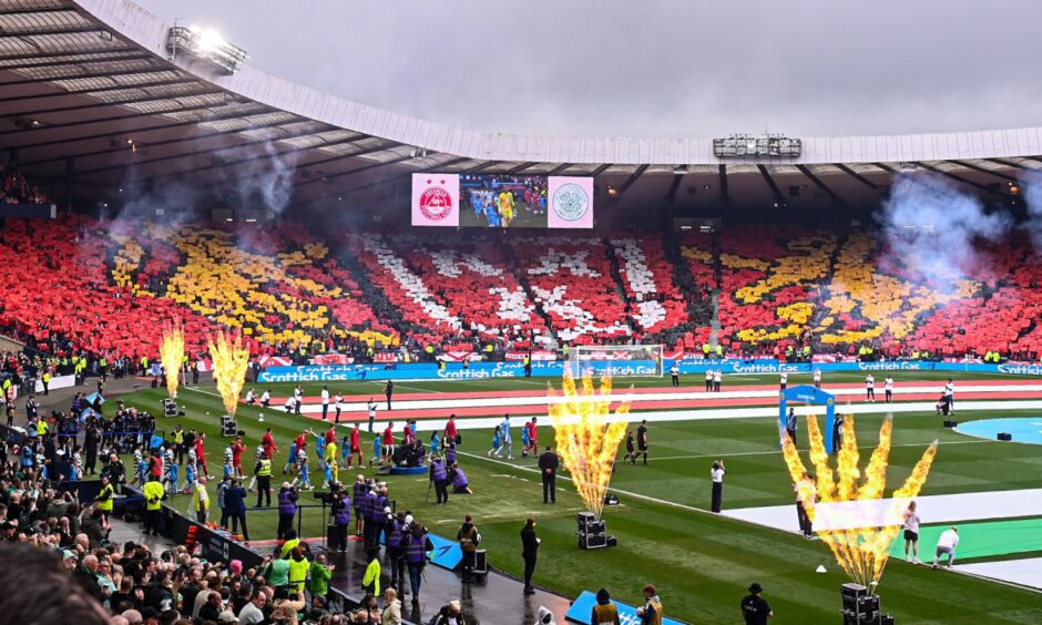 Aberdeen fans' Scottish Cup final display. Image: Darrell Benns/DC Thomson.