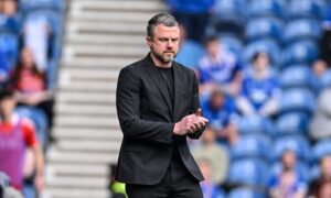 Aberdeen manager Jimmy Thelin during the 4-0 loss to Rangers at Ibrox.