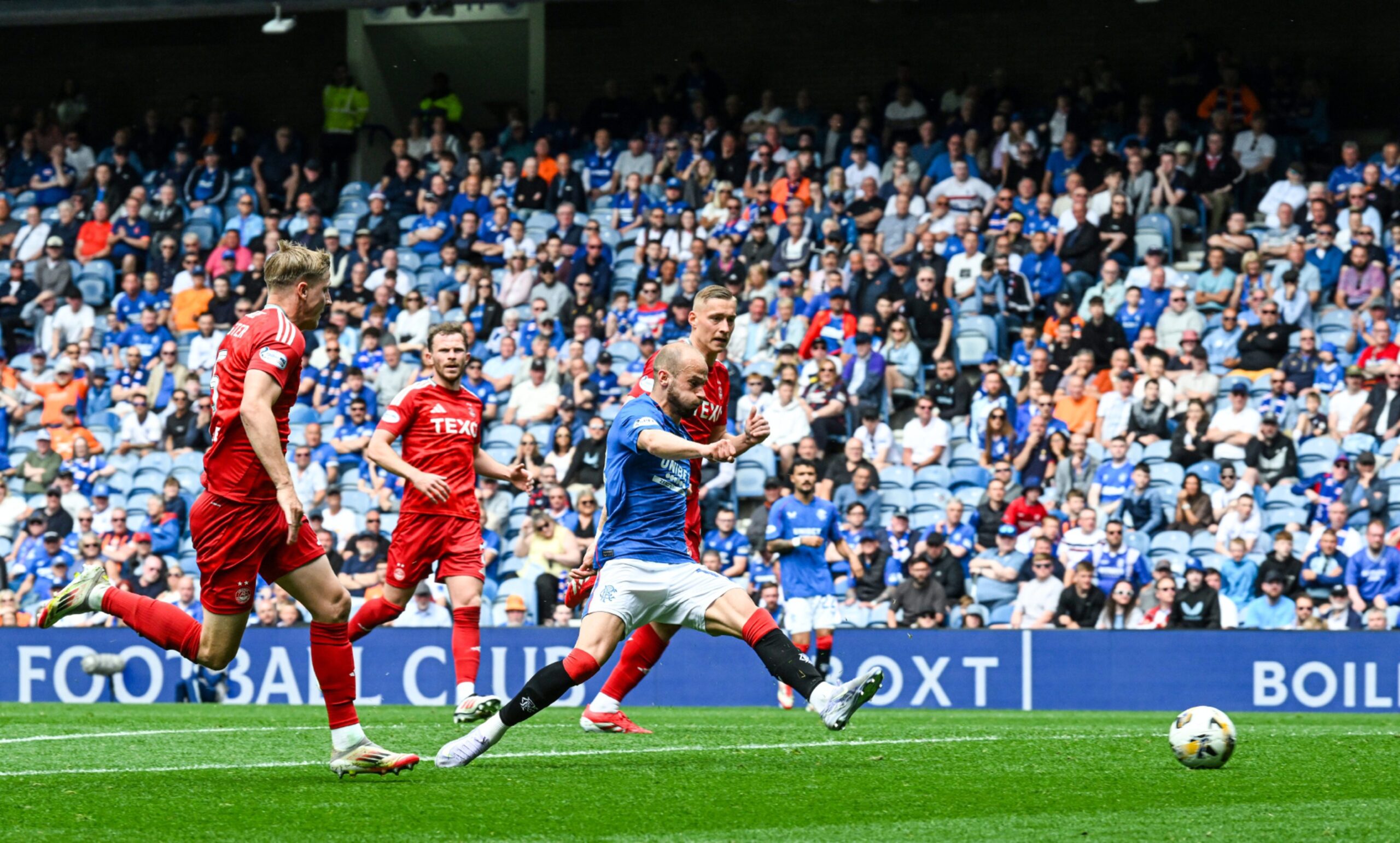 Rangers' Vaclav Cerny scores to make it 1-0 against Aberdeen at Ibrox. 