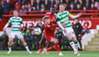 Aberdeen's Leighton Clarkson and Celtic's Callum McGregor compete for the ball at Pittodrie. Image: SNS