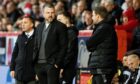 Aberdeen manager Jimmy Thelin on the touchline during the 5-1 defeat by Celtic at Pittodrie. Image: SNS.