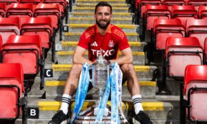 Graeme Shinnie during a Aberdeen FC press conference at Pittodrie Stadium, on May 21, 2025. Image: SNS.