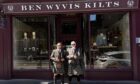 Tommy Flanagan and Drew Chicone pictured outside Ben Wyvis Kilts in Inverness dressed in Highland dress.