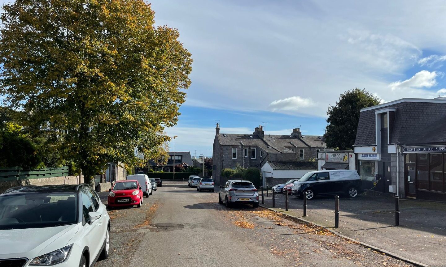 Cars parked on Anderson Avenue, Aberdeen.