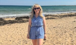 April Jack was among the stylish people enjoying a trip to sunny Fraserburgh beach.