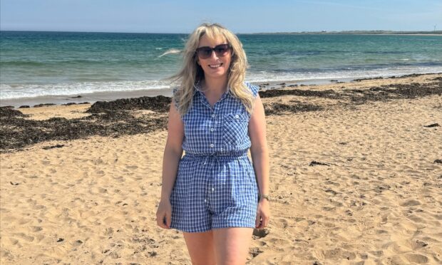 April Jack was among the stylish people enjoying a trip to sunny Fraserburgh beach.