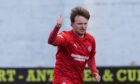 Tony Dingwall celebrates scoring Brora Rangers' first goal against East Kilbride. Pictures by Jasperimage.