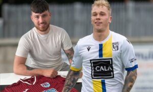 Keith's new signing Conor Bird, left, and Robert Ward, who has rejoined Inverurie Locos.
