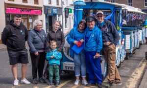 Happy passengers waiting to board the Stoney Express. Image: Darrell Benns/DC Thomson