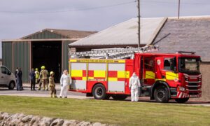 The Scottish Fire and Rescue Service were called to the farm today. Image: Darrell Benns/DC Thomson