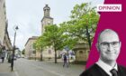David Mackay headshot with Elgin High Street.