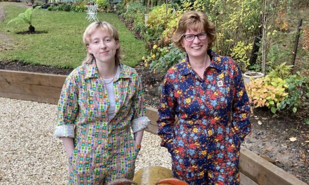 Eilidh Gow, left, and her mum Jenny Gow. Jenny started A Bear Named Buttony 10 years ago after Eilidh was given a stoma as a three-year-old. Image: A Bear Named Buttony