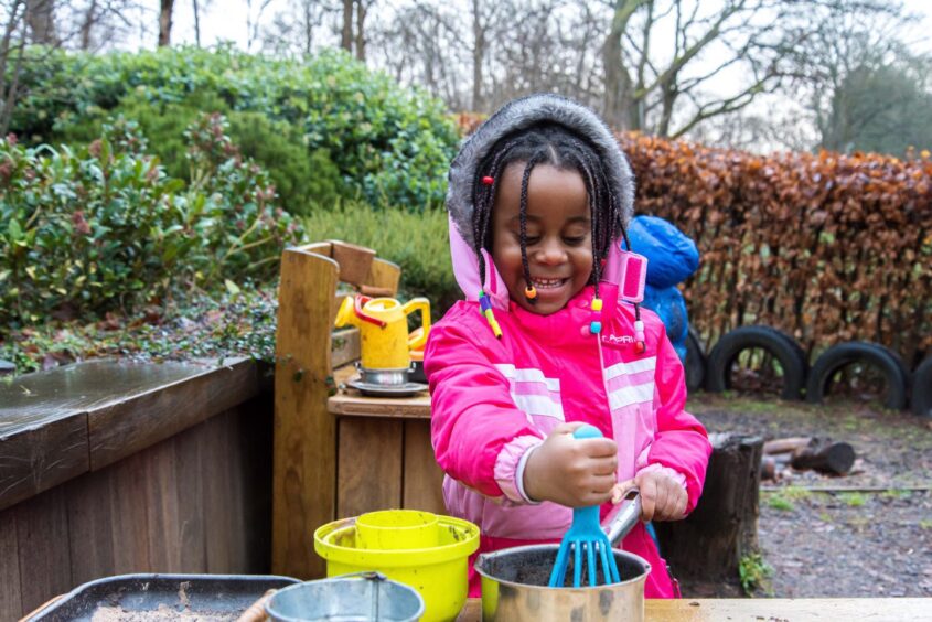 Child playing outside. 