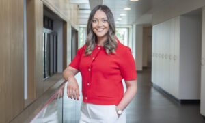 Aimee Stephen standing in corridor.
