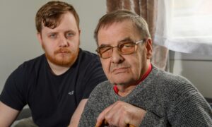 Mark Sweeney and his dad Michael, who are Trapped by Raac. Image: Kenny Elrick/DC Thomson