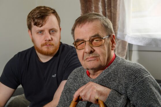 Mark Sweeney and his dad Michael, who are Trapped by Raac. Image: Kenny Elrick/DC Thomson