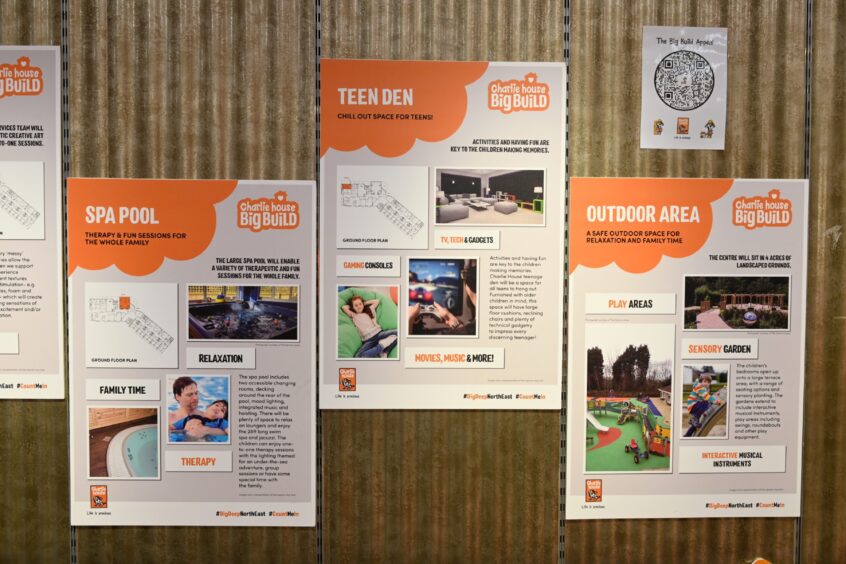 Posters showing plans for Charlie House support centre 
