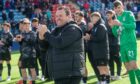 Caley Thistle manager Scott Kellacher and his side applaud the fans after their 2-0 weekend win at Montrose. Image: Kath Flannery/DC Thomson.