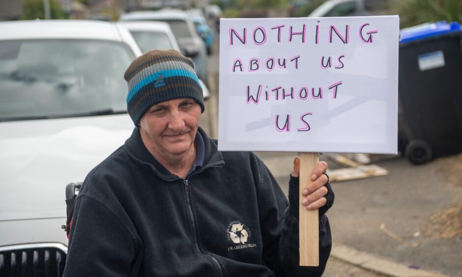 Gordon Thomson was among the protesters in Fraserburgh.