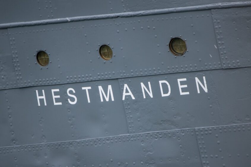 Hestmanden name on side of boat