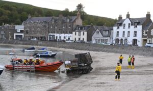 A lifeboat was launched at Stonehaven Harbour. Image: Kami Thomson/ DC Thomson