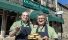 Kingussie butcher Donald Gilmour', left, with colleague Willie Conner. Image: Perthshire Picture Agency
