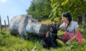 Gayle and her Labrador puppy Dante tracked down the Ellon hippo