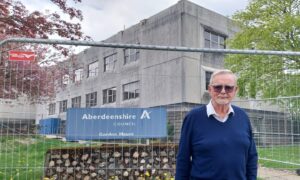 Former Grampian District Council chief executive Mike Barron outside Gordon House in Inverurie. Image: Kirstie Topp/DC Thomson