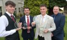 Pictured from left to right: Jack Mitchell of Deveronvale, young player of the year, Steven Mackay of Brora Rangers, manager of the year, Angus Grant of Huntly, player of the year and winner of the top scorer award Scott Dick of Highland League sponsors Breedon. Photos by Sandy McCook/DC Thomson.