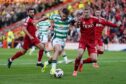Celtic's James Forrest (right) breaks into the box to assist Yang Hyun-Jun (not pictured) in scoring their side's second goal of the game against Aberdeen. Image: PA.