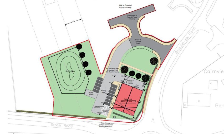 How the site at the A944 could look. Image: GD Lodge Architecture 
