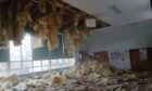 The hall ceiling and roof collapsed at Slains School. Image: Aberdeenshire Council