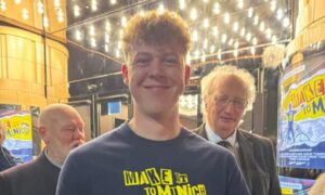Ethan at the Glasgow premiere of his documentary, Make it to Munich. Image supplied.