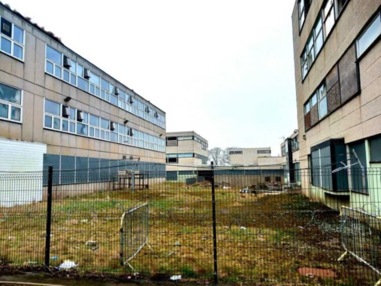 View of deserted Wick High School 