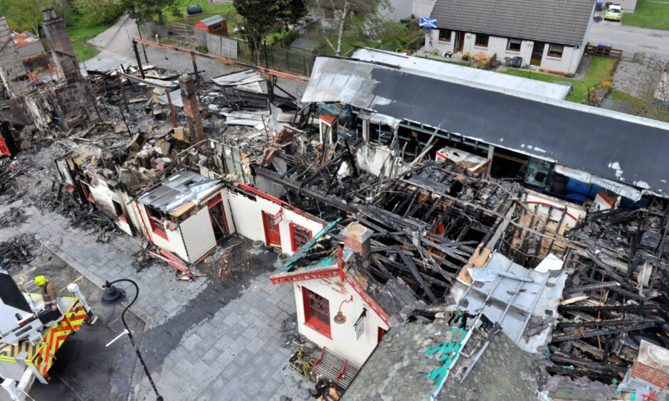 2015: Ballater Station in the aftermath of the devastating fire on May 12 2015. Image: Heather Fowlie/DC Thomson