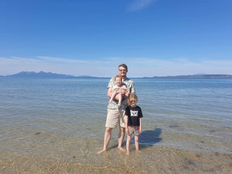 Steven Pollok with hamish and Millie