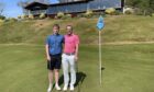 Deeside golfer Kevin Duncan, right, with Ben Smith after his round of 57. Image supplied by Kevin Duncan.