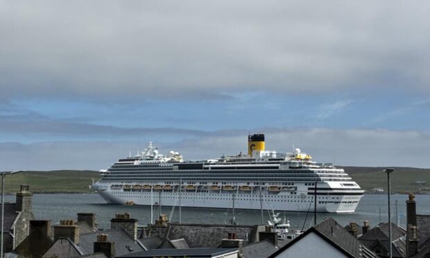 Cruise ship docked at Lerwick Harbour