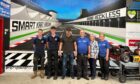 Matt Damon with members of the team at Smart Kart Raceway. Image: Smart Kart Raceway.