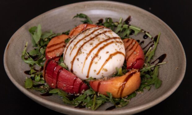 The burrata and grilled peach small plate at Nàdarra, Stonehaven. Image: Darrell Benns/DC Thomson
