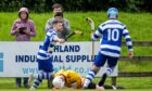 Drew Macdonald scores for Newtonmore. agianst Fort William