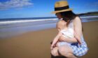 Kirstie Waterston and baby Freddie on Cullen beach. Image: Kirstie Waterston